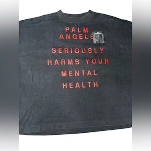 Palm Angels Mental Health Graphic Tee Black Red Mens Large Authentic Rare Street